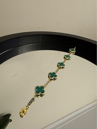 Van Cleef & Arpels yeşil Vintage Alhambra bilezik, 5 motif gold