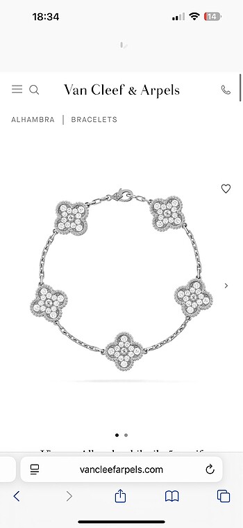 Van Cleef & Arpels Vintage Alhambra bilezik, 5 motif silver