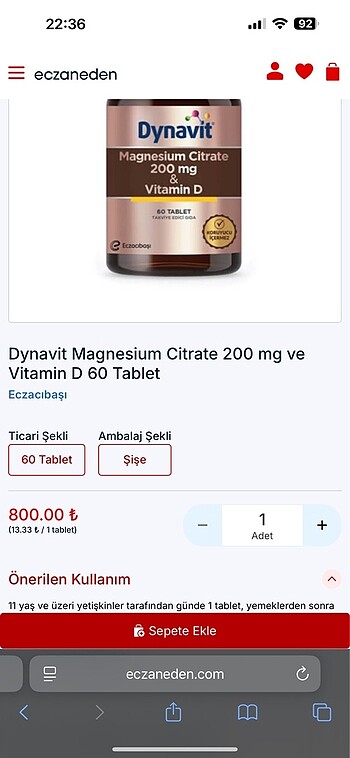 Eczacıbaşı Dynavit Magnesium Citrate 200 mg Vitamin D 60 Tablet - Görsel 3