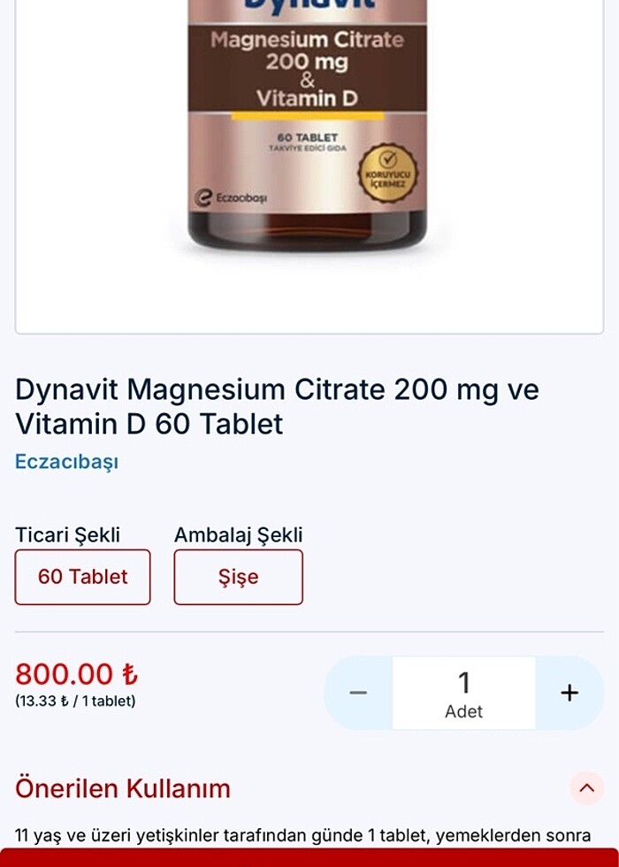 Eczacıbaşı Dynavit Magnesium Citrate 200 mg Vitamin D 60 Tablet - Görsel 3