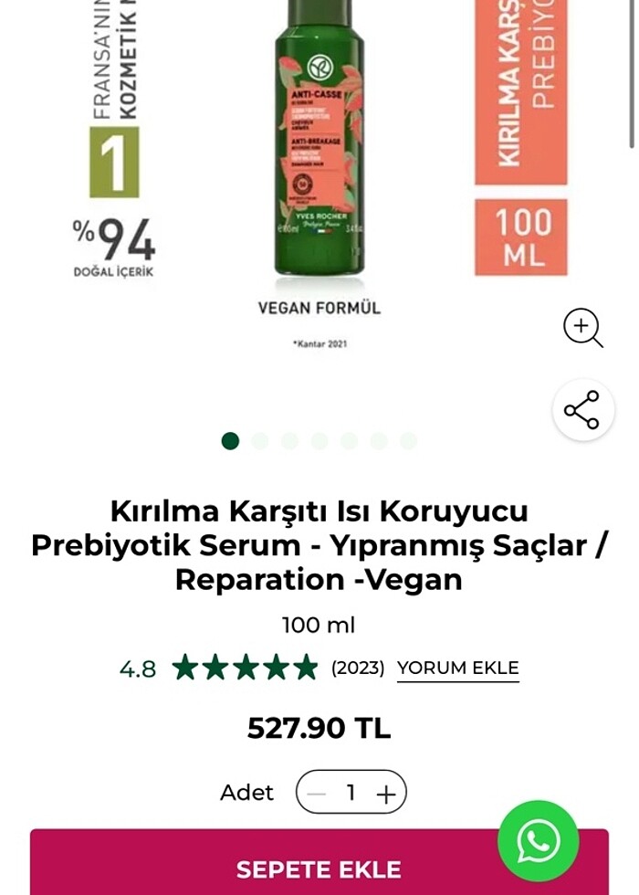 Yves rocher Isı Koruyucu Prebiyotik Serum - Görsel 3
