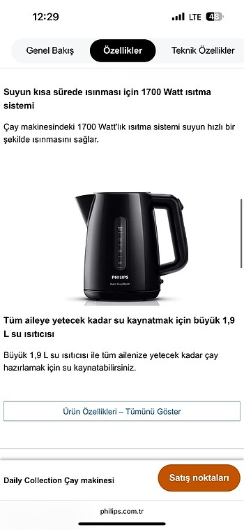 Beden PHILIPS HD7301 Çay Ustası Çay Makinesi çaycı