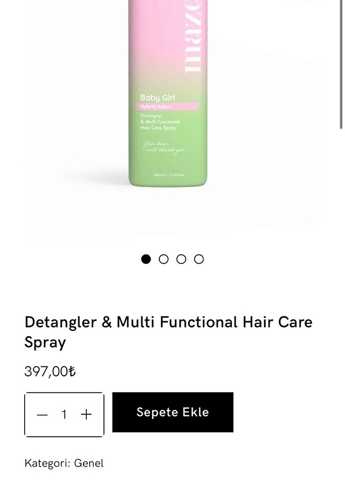 Mazel Baby Girl Hybrid Action kolay tarama ve saç bakım spreyi - Görsel 2