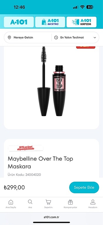 Maybelline Maybelline Over The Top Maskara rimel