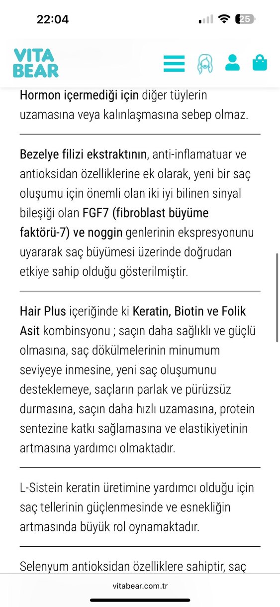 Vita Bear Hair Plus Saç Bakım Takviyesi - Görsel 5