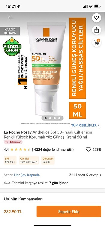 LA ROCHE POSAY GÜNEŞ KREMİ