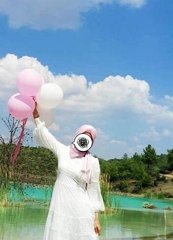 Beyaz tesettür elbise