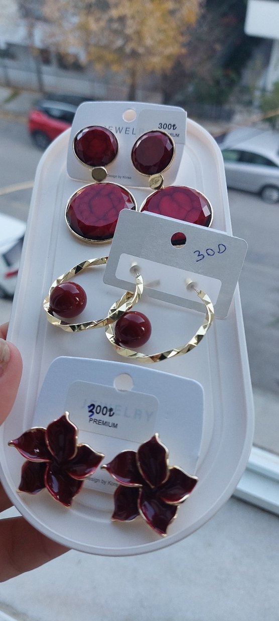 Bordo küpeler yeni etiketli - Görsel 2