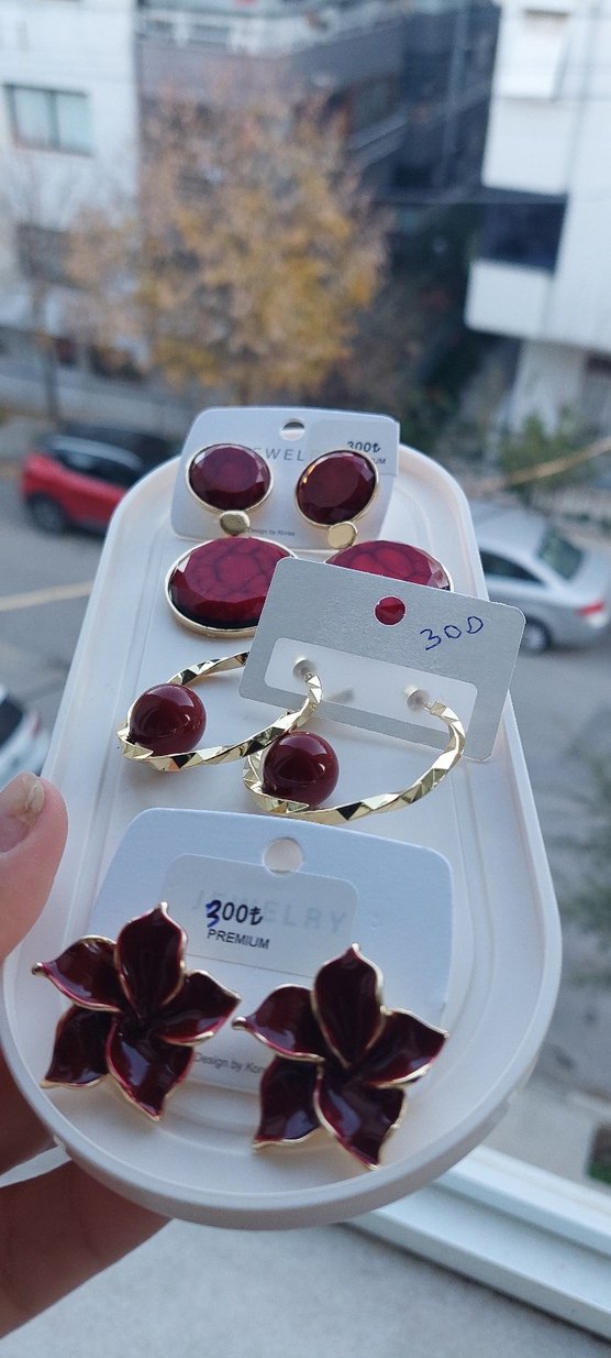 Kırmızı  Parlak Bohem Küpeler Yeni etiketli ürün - Görsel 2