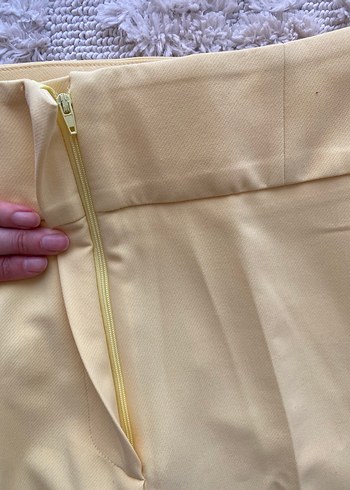 Sarı Midi Kumaş Kadın Pantolon - Görsel 4