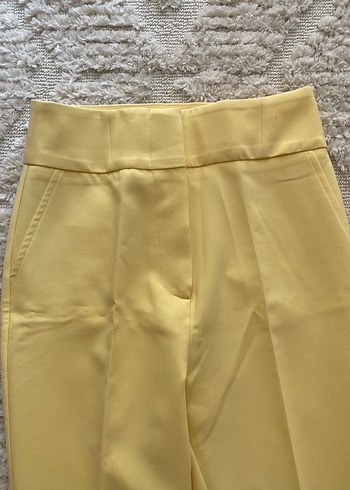 Sarı Midi Kumaş Kadın Pantolon - Görsel 2