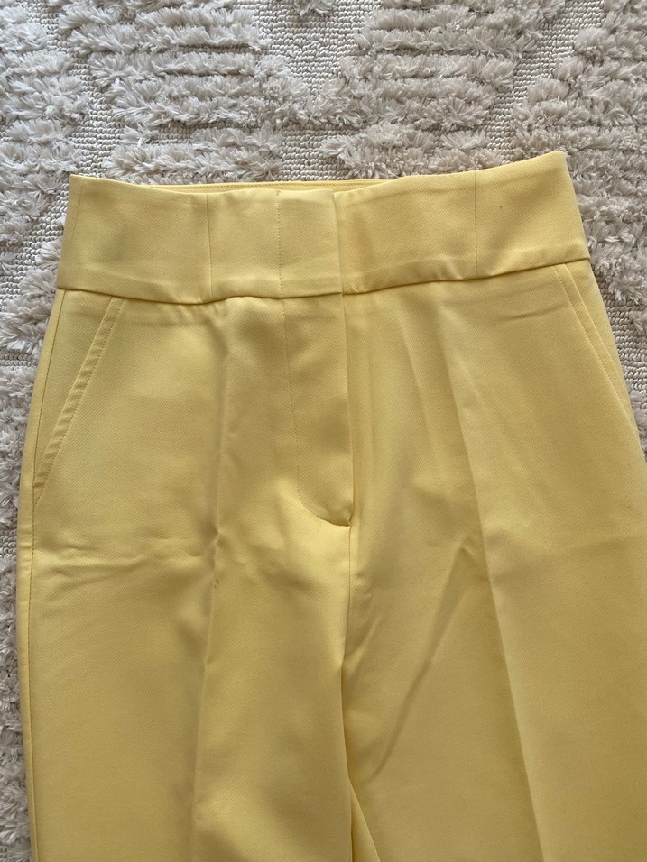Sarı Midi Kumaş Kadın Pantolon - Görsel 2