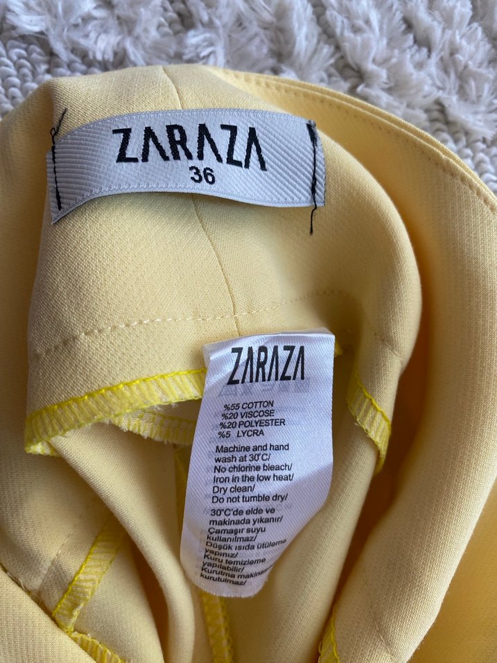 Sarı Midi Kumaş Kadın Pantolon - Görsel 5