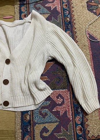 Bohem Beyaz Örgü Hırka - Görsel 3