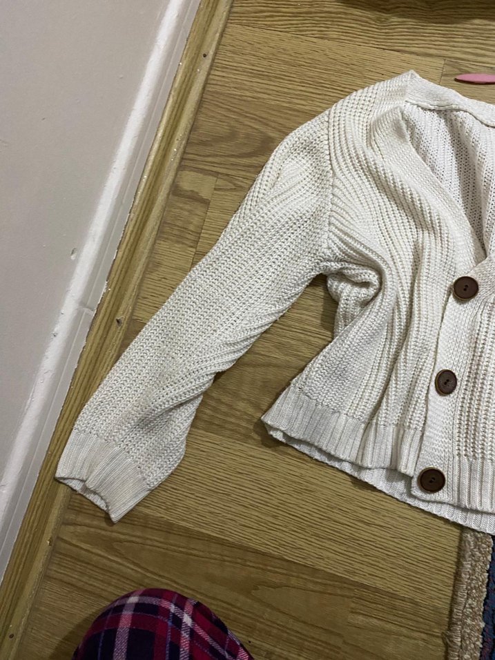 Bohem Beyaz Örgü Hırka - Görsel 2