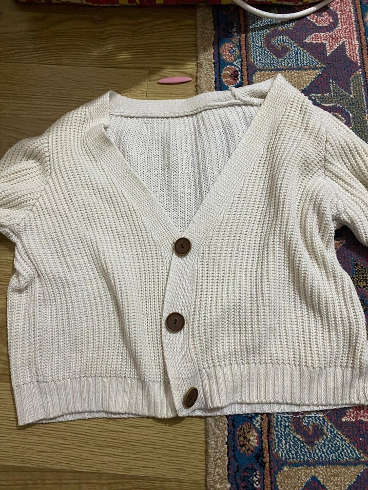 Bohem Beyaz Örgü Hırka - Görsel 4