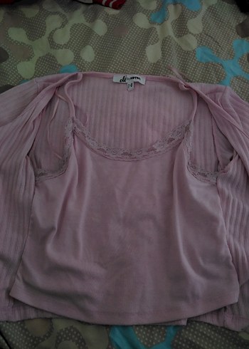 coquette pembe dantelli bluz - Görsel 3