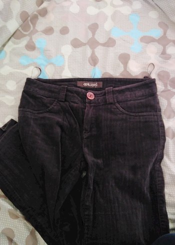 y2k düşük bel kahve kadife pantolon - Görsel 2