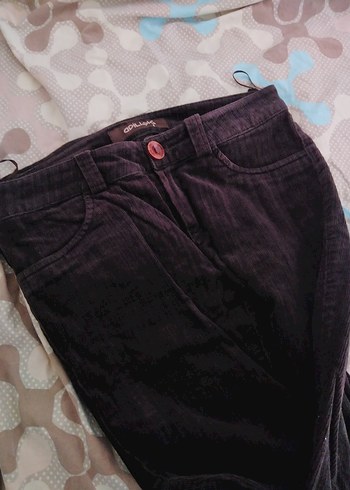 y2k düşük bel kahve kadife pantolon - Görsel 4