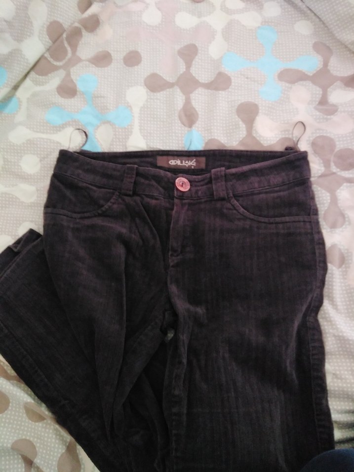 y2k düşük bel kahve kadife pantolon - Görsel 2