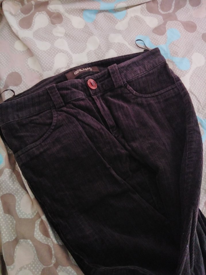 y2k düşük bel kahve kadife pantolon - Görsel 4