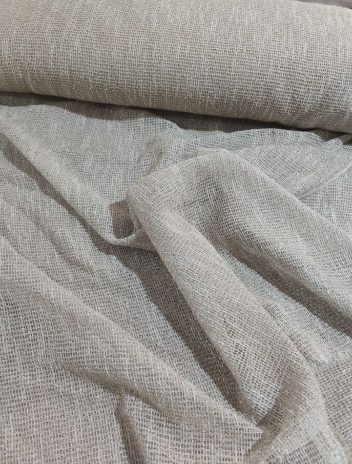 Bohem Gri Bej Düz Tül Perde - Görsel 4