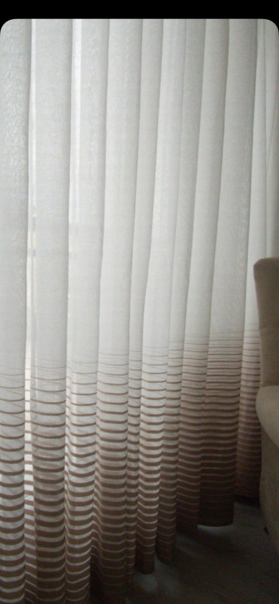 Çağdaş Tarz Bej Çizgili Perde - Görsel 2