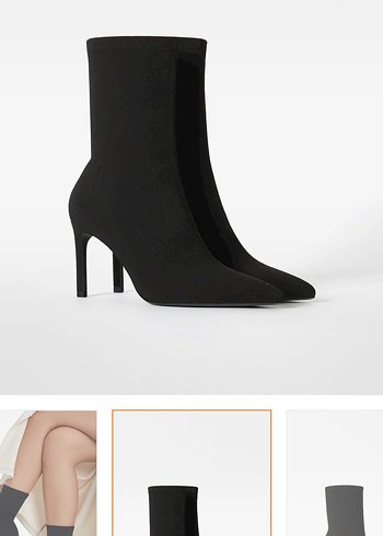 bershka Siyah Stiletto Topuklu Kadın Bot