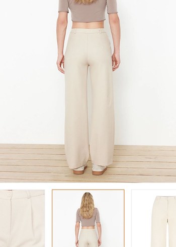 Bej Rahat Kesim Kadın Pantolon - Görsel 4