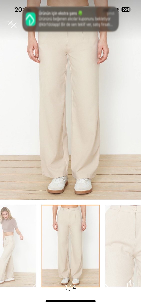 Bej Rahat Kesim Kadın Pantolon - Görsel 2