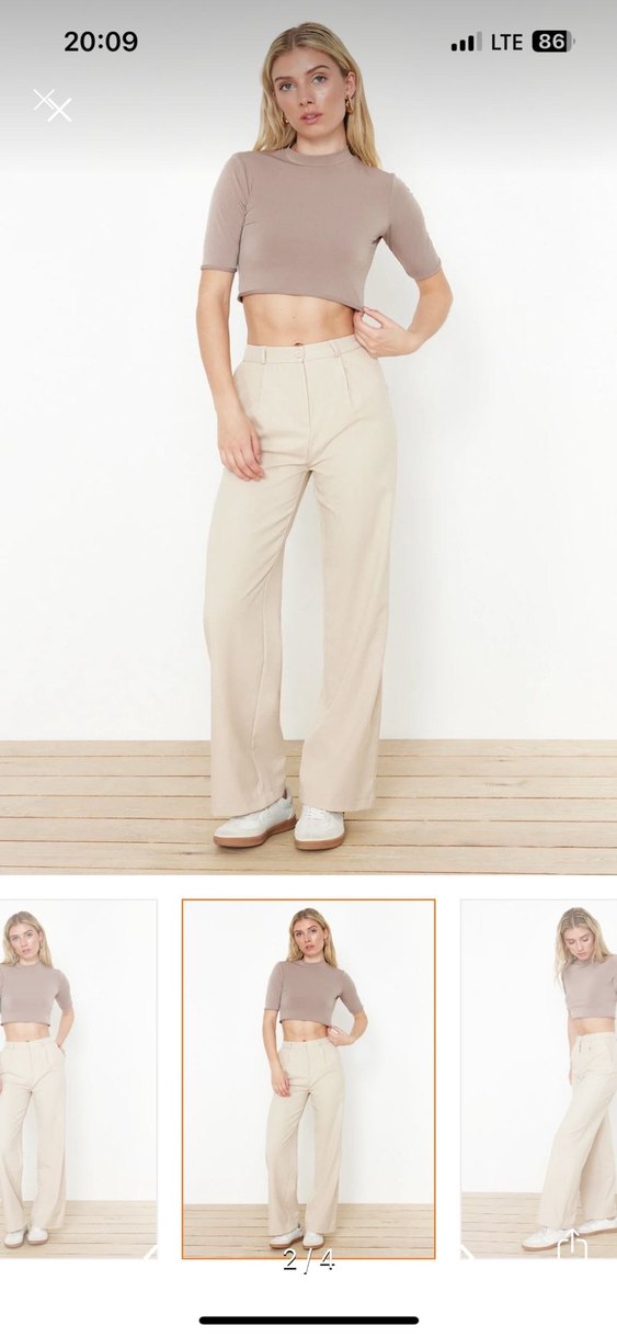 Bej Rahat Kesim Kadın Pantolon - Görsel 5