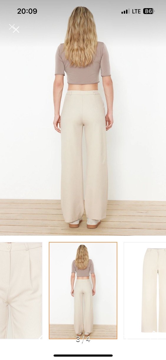 Bej Rahat Kesim Kadın Pantolon - Görsel 4