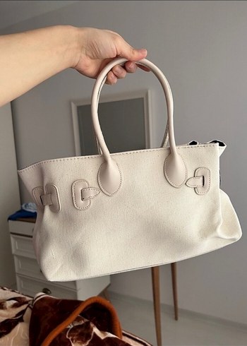 Bej Deri Minimalist Kadın Çanta - Görsel 2