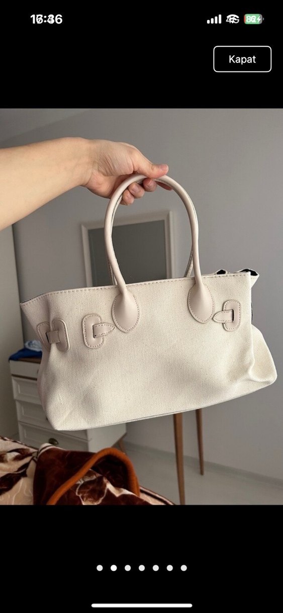 Bej Deri Minimalist Kadın Çanta - Görsel 2