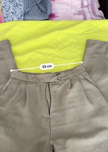 Pliseli Keten Kadın Pantolon - Görsel 4