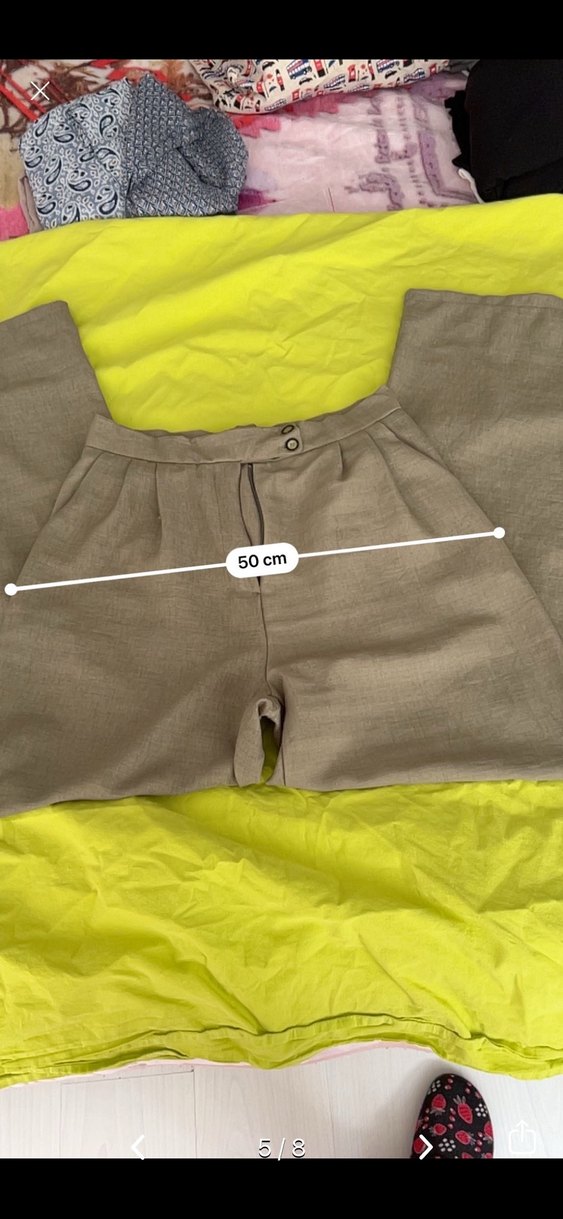 Pliseli Keten Kadın Pantolon - Görsel 5