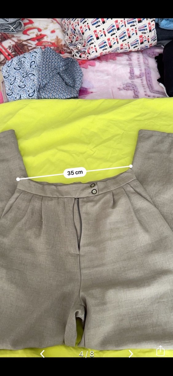 Pliseli Keten Kadın Pantolon - Görsel 4