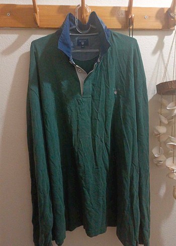 Gant Koyu Yesil Yarim Fermuarli Rahat Gomlek