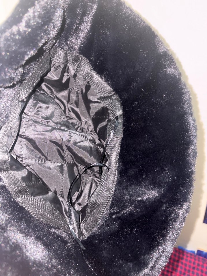 Siyah Kürklü Kadın Bucket Şapka - Görsel 2