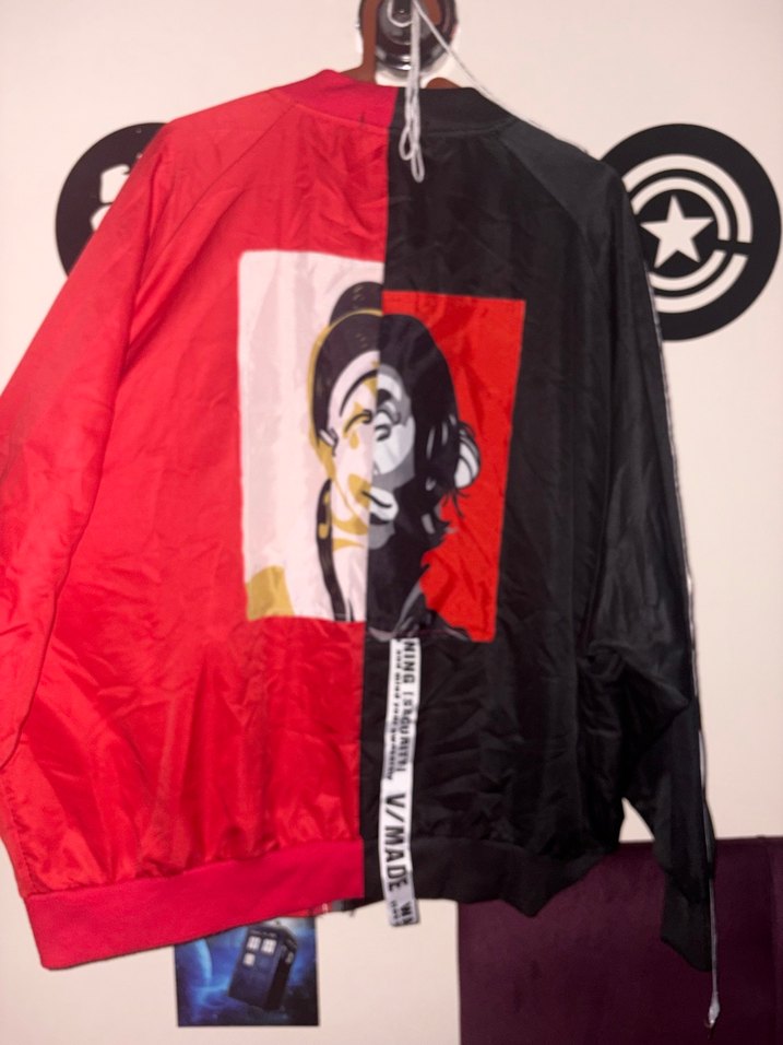 Kırmızı Siyah Baskılı Uzun Kollu Ceket - Görsel 3