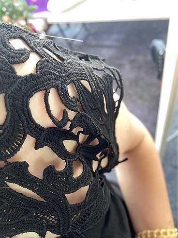 Siyah dantel yaka - Görsel 3