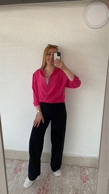 Keten siyah pantolon - Görsel 4