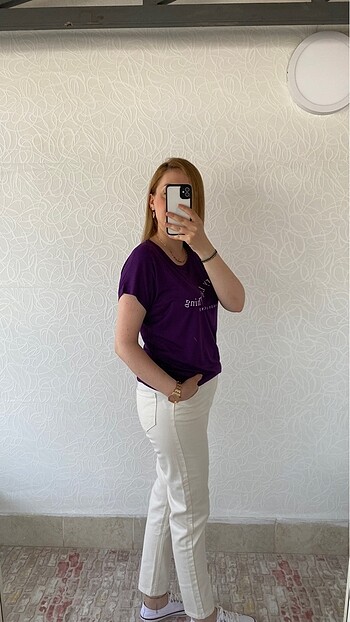 Mor Penye kumaş tişört - Görsel 6