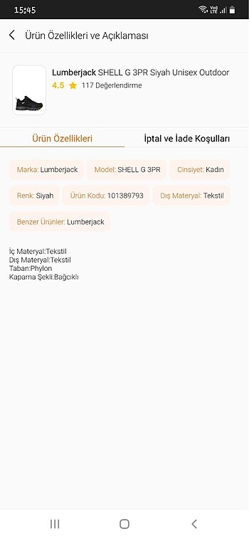 Lumberjack siyah outdoor spor ayakkabı - Görsel 7