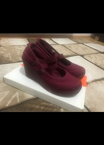Bordo dolgu topuklu ayakkabı 7 cm topuklu 37 38 numara