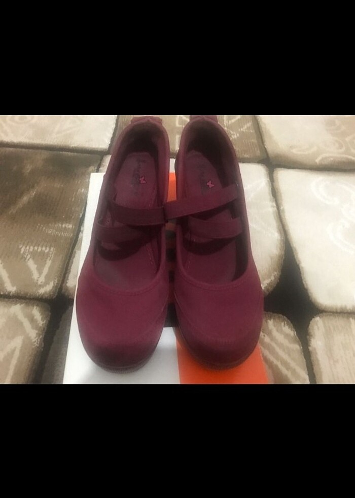 Bordo dolgu topuklu ayakkabı 7 cm topuklu 37 38 numara - Görsel 3