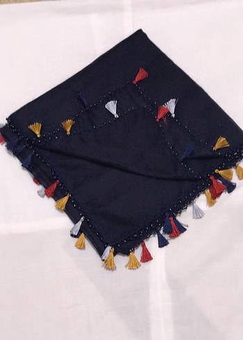 Püsküllü Çok Renkli Bohem Eşarp - Görsel 5