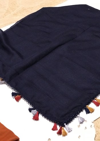 Püsküllü Çok Renkli Bohem Eşarp - Görsel 6