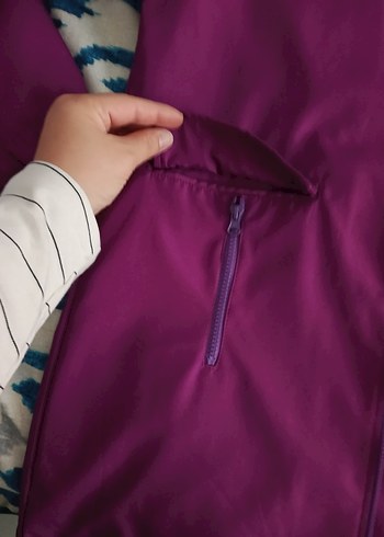 Mor Midi Boy Kadın Yağmurluk Kapüşonlu - Görsel 2