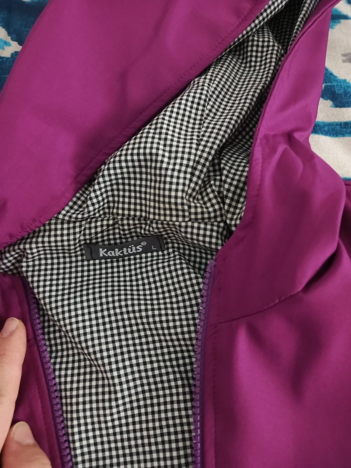 Mor Midi Boy Kadın Yağmurluk Kapüşonlu - Görsel 3